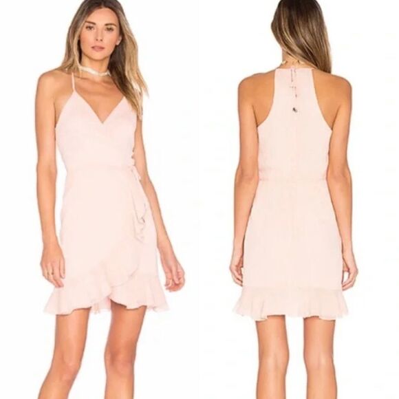 Lovers + Friends Revolve Light Pink Gigi Wrap Mini Dress Sz M NWT - Picture 1 of 12